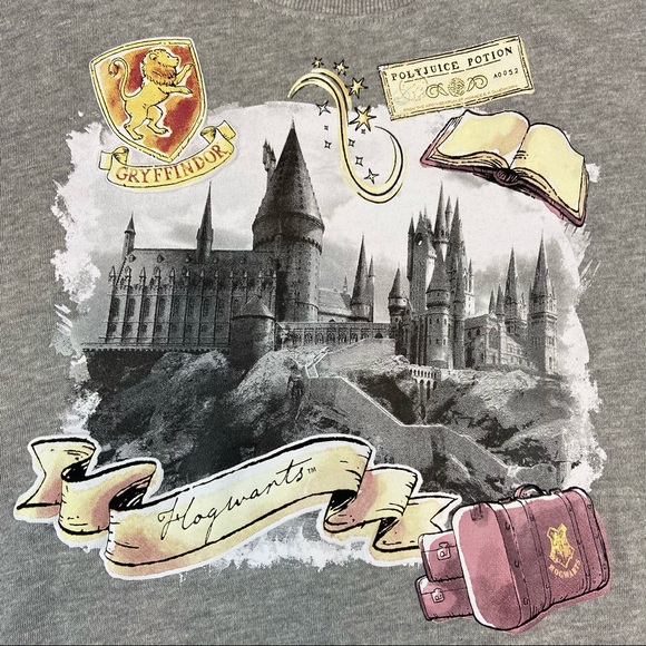 Wizarding World Harry Potter Women’s Hogwarts Castle Grey Crewneck Sweater Sz M - Picture 2 of 4
